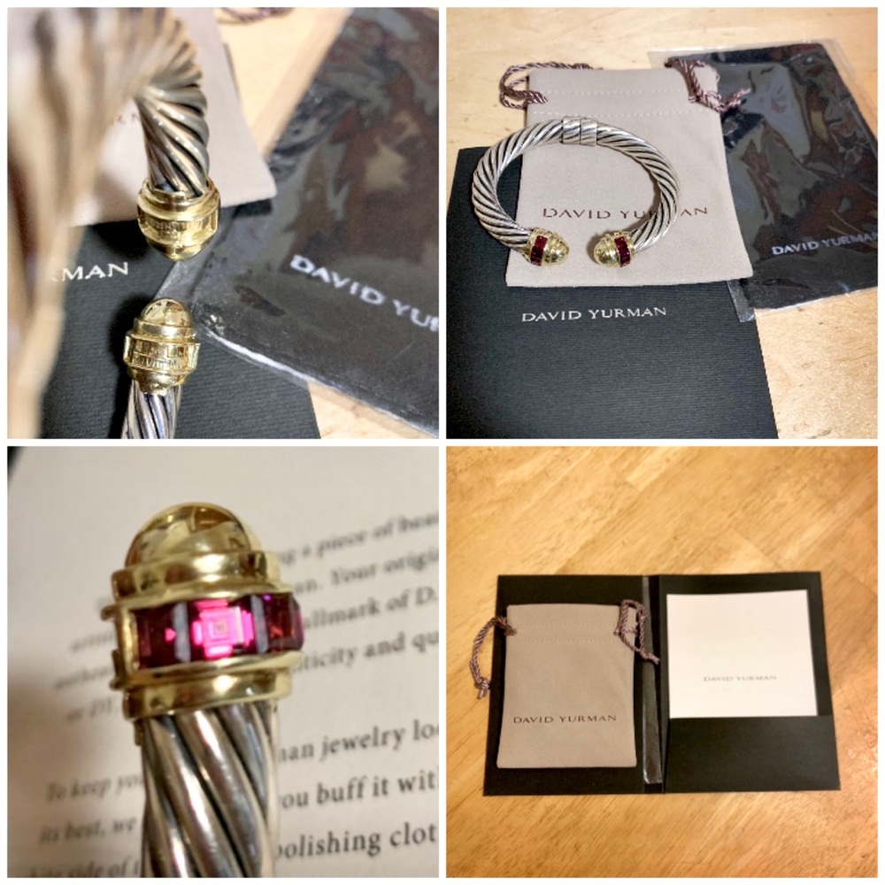 💯🦄 DY RENAISSANCE 14K Dome /Ruby Hinged Bracelet - Picture 9 of 9